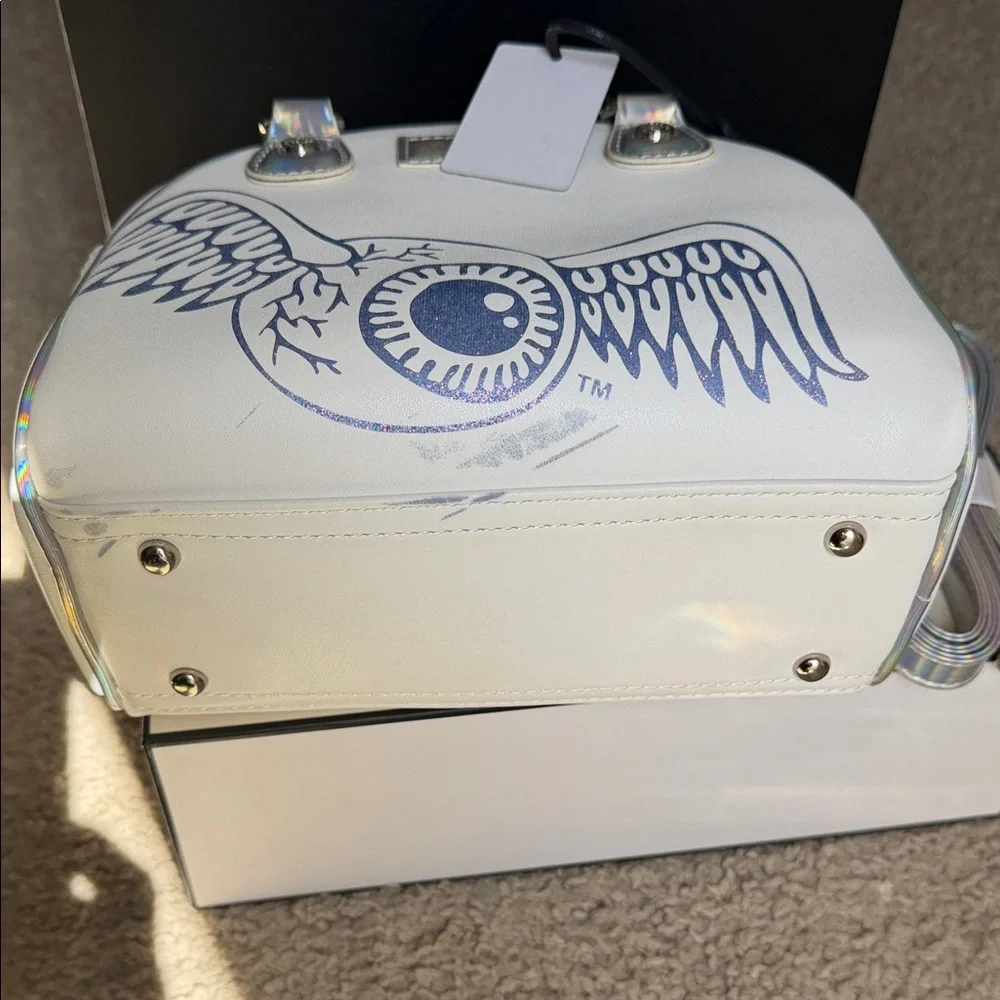 Von Dutch White Mini Dome Bag with Iridescent Handles - Picture 9 of 10